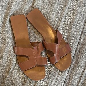 H&M faux leather slides | Brown